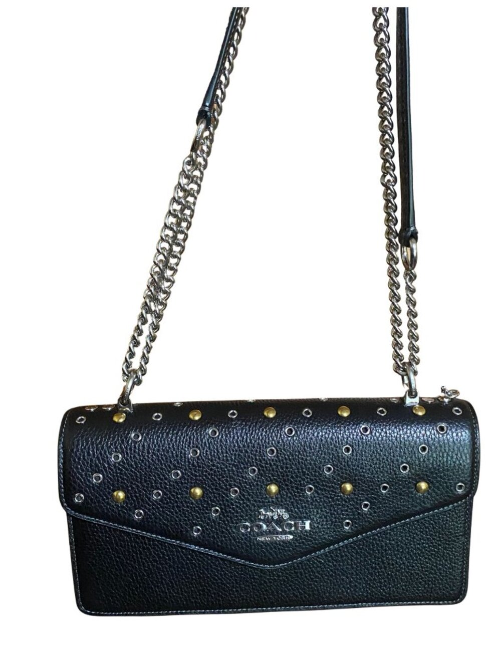 Coach Klare Crossbody + Matching Studded Wallet on Chain Set Black Multi Rivets - Picture 13 of 14